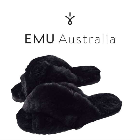 NEW EMU Australia Mayberry Black Slide Slippers 8 - Picture 2 of 2